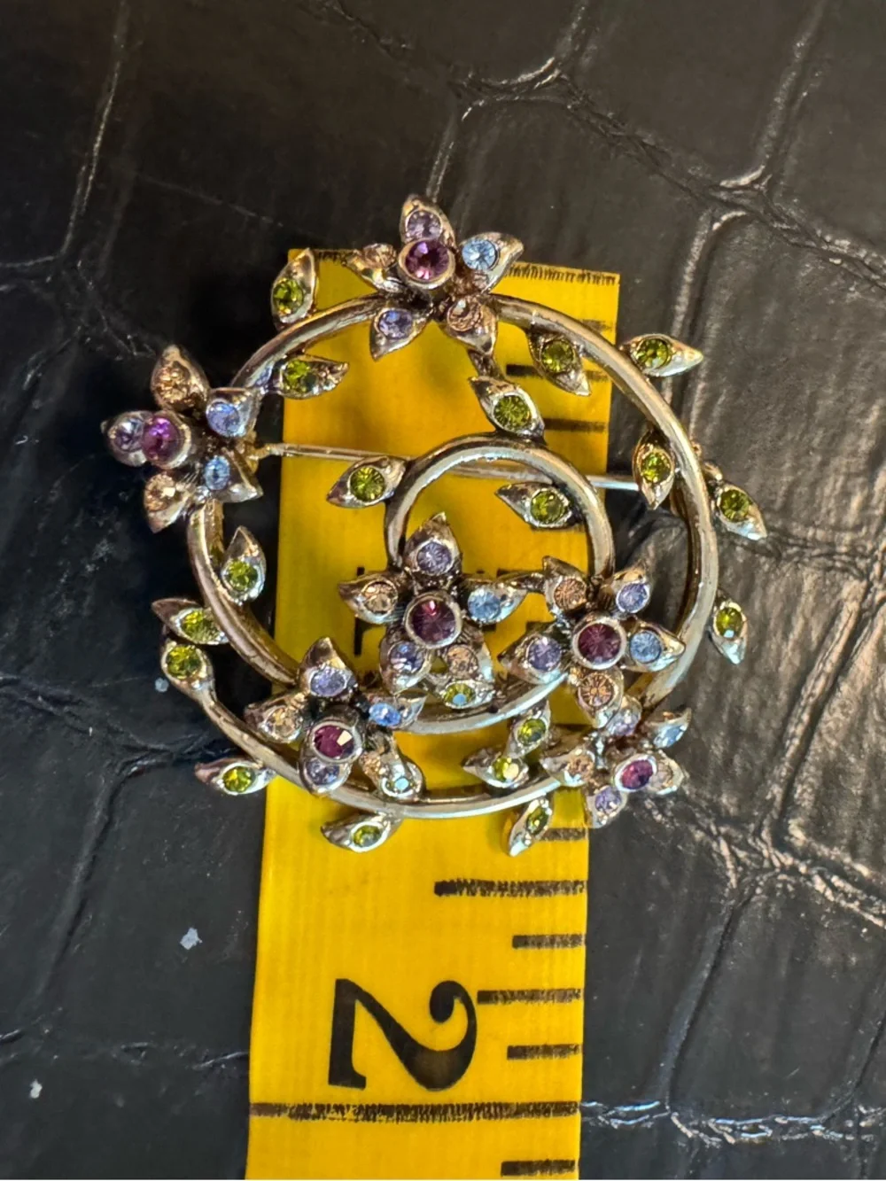 Floral Multi-Color Crystal Circle Brooch - Women Jewelry